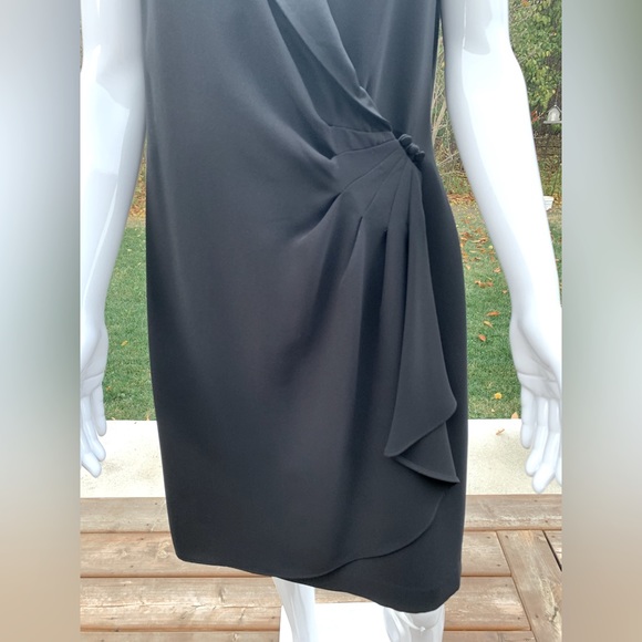 Gorgeous mini black tuxedo style prom party dress black satin double collar US12 - Picture 4 of 10
